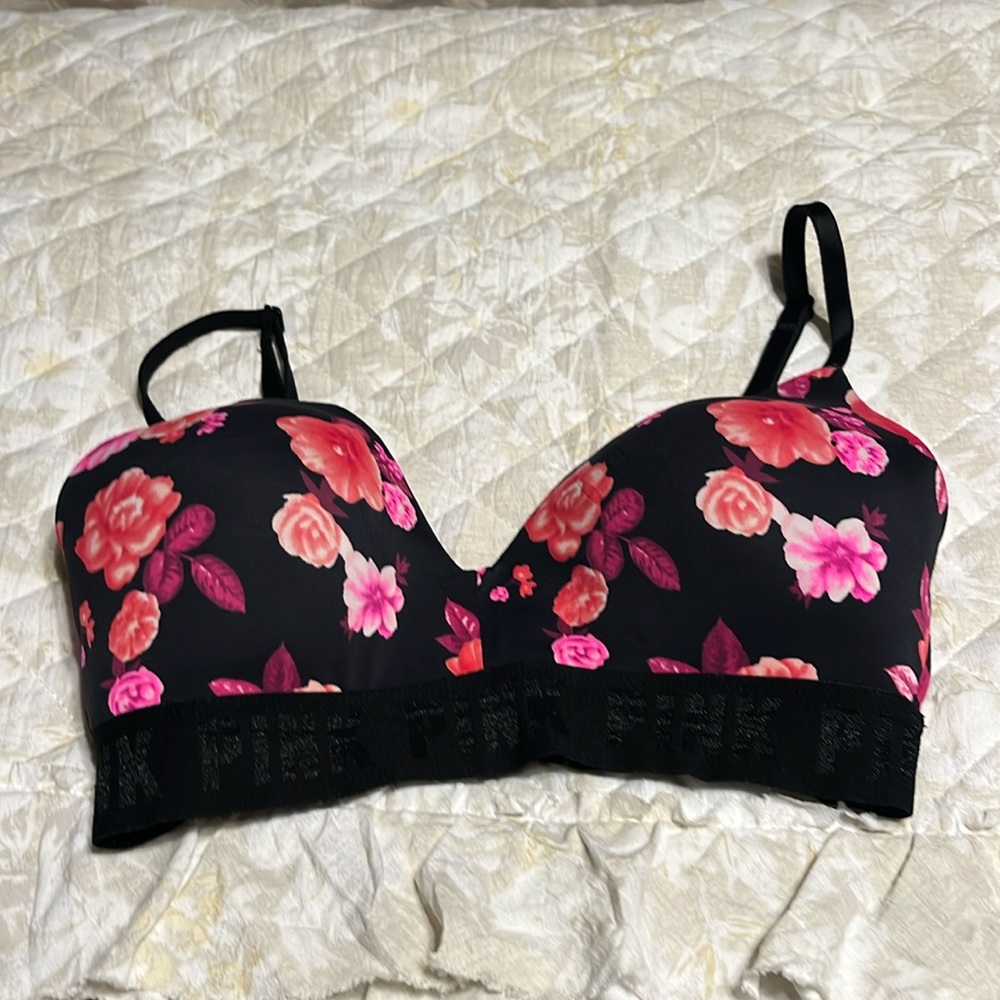 Bra, size 32D no underwire by PINK.  Cute floral print.